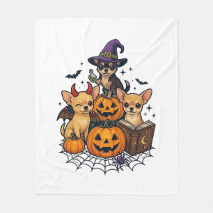 Halloween Chihuahua Honden Pompoenen Heksenhoed Sp Fleece Deken