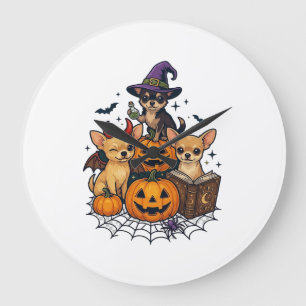 Halloween Chihuahua Honden Pompoenen Heksenhoed Sp Grote Klok