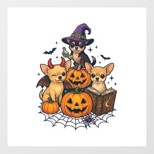 Halloween Chihuahua Honden Pompoenen Heksenhoed Sp Raamsticker