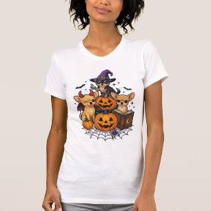 Halloween Chihuahua Honden Pompoenen Heksenhoed Sp T-shirt
