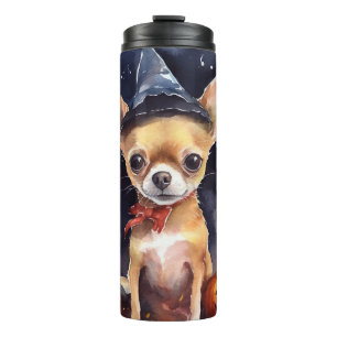 Halloween chihuahua met pompoenen eng thermosbeker
