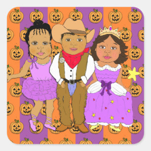 Halloween Children in Costumes Vierkante Sticker
