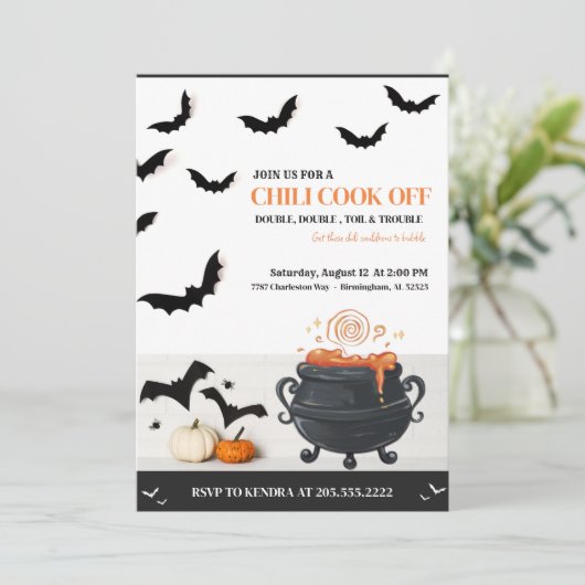 Halloween Chili Cook Off uitnodiging (Staand voorkant)