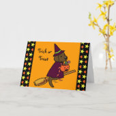 Halloween Chocolate Labrador Cartoon 1 Kaart (Gele Bloem)