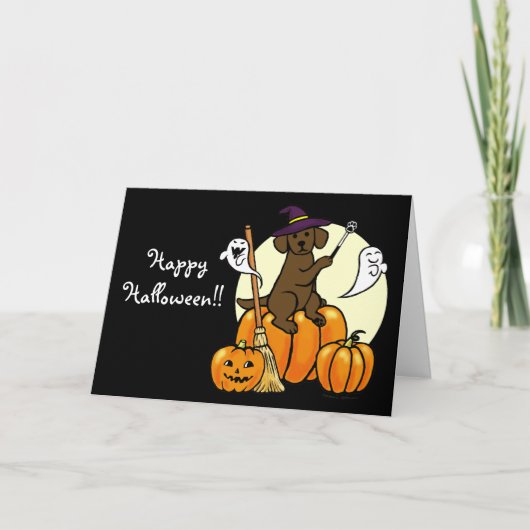 Halloween Chocolate Labrador Cartoon 2 Kaart (Voorkant)