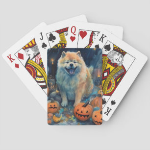 Halloween Chow Chow Met Pompoenen Eng Pokerkaarten