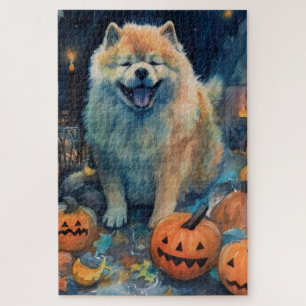 Halloween Chow Chow Met Pompoenen Griezelen  Legpuzzel