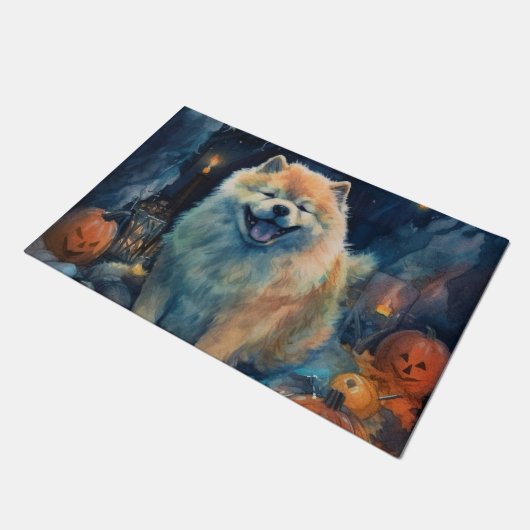 Halloween Chow met pompoenen eng Deurmat (Schuin)