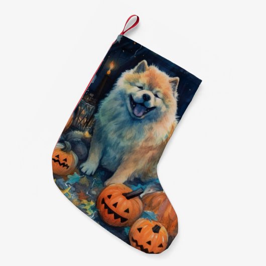 Halloween Chow met pompoenen eng Kleine Kerstsok (Voorkant (Hangend))