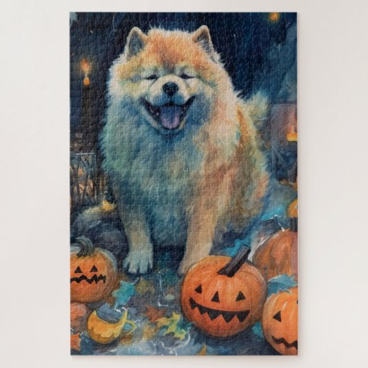 Halloween Chow met pompoenen eng Legpuzzel (Verticaal)
