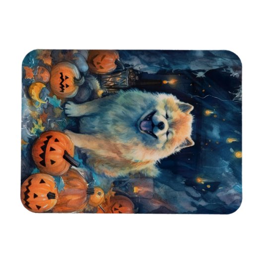 Halloween Chow met pompoenen eng Magneet (Horizontaal)