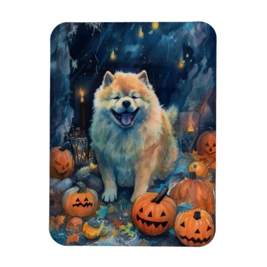 Halloween Chow met pompoenen eng Magneet (Verticaal)