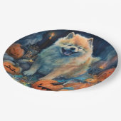 Halloween Chow met pompoenen eng Papieren Bordje (Gekanteld)