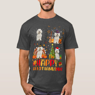 Halloween Christmas Funny Bichon Frise Dog Halloth T-shirt