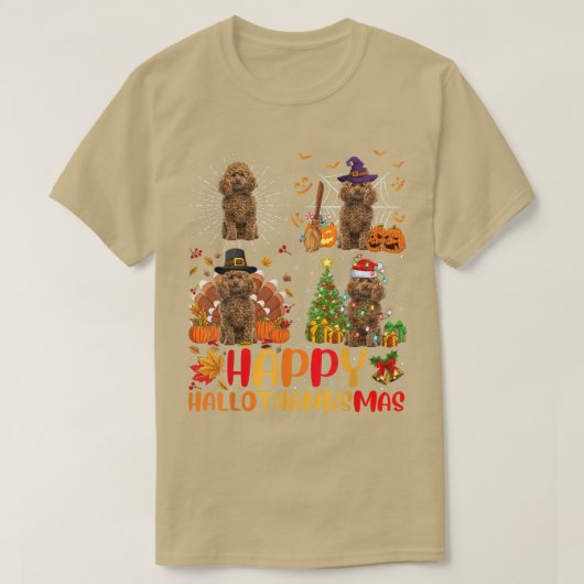 Halloween Christmas Funny Toy Poodle Dog Hallothan T-shirt (Design voorkant)