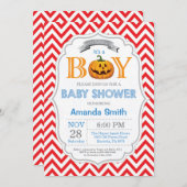 Halloween Citrouille Baby shower Invitation garçon (Devant / Derrière)