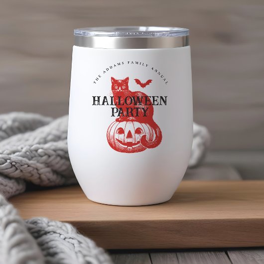 Halloween Citrouille Éffrayant Vintage Chat et cha