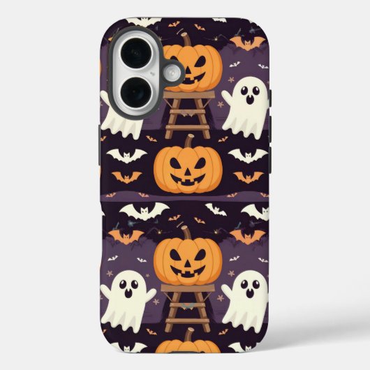 Halloween Citrouille iPhone 16 Coque (Verso)