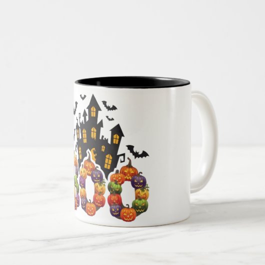 Halloween Citrouille mignonne Mug scène Éffrayante (Devant droit)