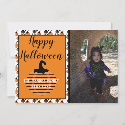 Halloween Citrouille moderne Carte photo Motif (Devant)