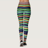 Halloween Citrouille Orange noir Leggings rayés (Dos)