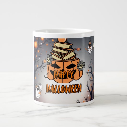 Halloween – citrouille sombre et sorcier extra grote beker (Voorkant)