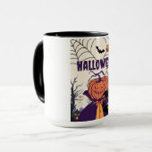 Halloween – citrouille sombre et sorcier mok (Voorkant links)