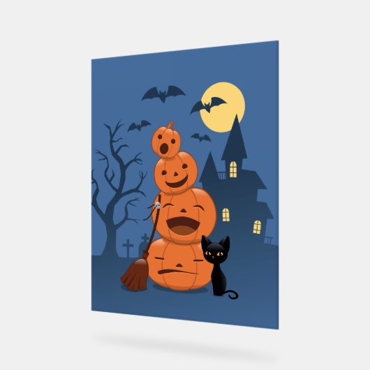 Halloween Citrouilles et chat noir (Angle)