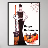 Halloween Classic Elegant Long Black Dress Poster (Voorkant)