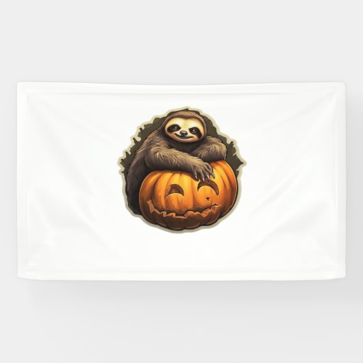 Halloween Classic T-Shirt met Luiaard thema Spandoek (Horizontaal)
