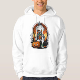 Halloween Clown Zittend op Jack in Spooky Forest Hoodie