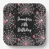 Halloween Cobwebs & Spiders Pattern Birthday Papieren Bordje (Voorkant)