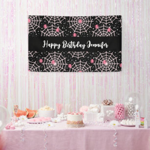 Halloween Cobwebs & Spiders Pattern Birthday Spandoek