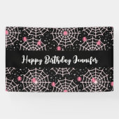 Halloween Cobwebs & Spiders Pattern Birthday Spandoek (Horizontaal)