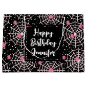 Halloween Cobwebs & Spiders Pattern Birtjday Groot Cadeauzakje (Voorkant)