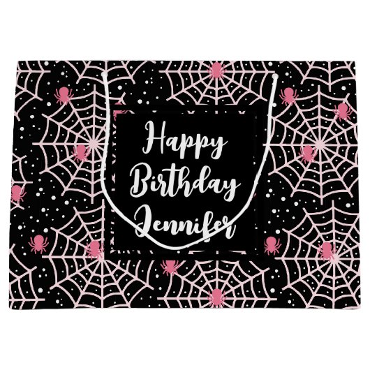 Halloween Cobwebs & Spiders Pattern Birtjday Groot Cadeauzakje (Voorkant)