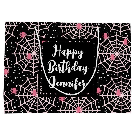 Halloween Cobwebs & Spiders Pattern Birtjday Groot Cadeauzakje (Achterkant)