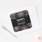 Halloween Cobwebs & Spiders Pattern Candle Biz Vierkante Sticker (Envelop)