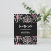 Halloween Cobwebs & Spiders Pattern Save the Date Uitnodiging Briefkaart (Staand voorkant)