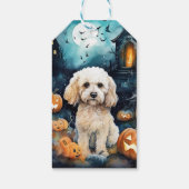 Halloween Cockapoo met pomkins Scary Cadeaulabel (Achterkant)