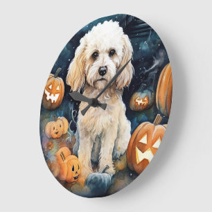 Halloween Cockapoo met pomkins Scary Grote Klok