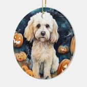 Halloween Cockapoo met pomkins Scary Keramisch Ornament (Links)