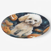 Halloween Cockapoo met pomkins Scary Papieren Bordje (Gekanteld)