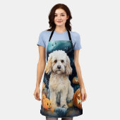 Halloween Cockapoo met pomkins Scary Schort (Gedragen)