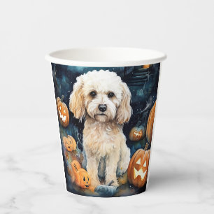 Halloween Cockapoo met pompoenen eng Papieren Bekers