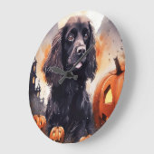Halloween Cocker Spaniel met pompoenen Grote Klok (Hoek)