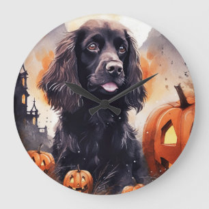 Halloween Cocker Spaniel met pompoenen Grote Klok