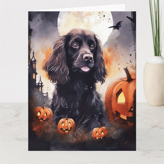 Halloween Cocker Spaniel met pompoenen Kaart (Voorkant)