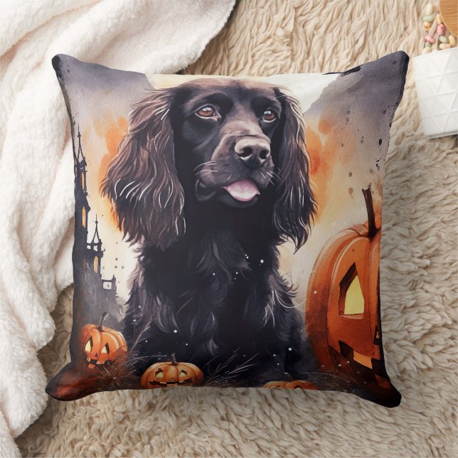 Halloween Cocker Spaniel met pompoenen Kussen (Deken)