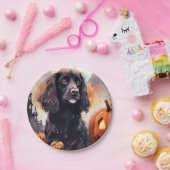 Halloween Cocker Spaniel met pompoenen Papieren Bordje (Feest)